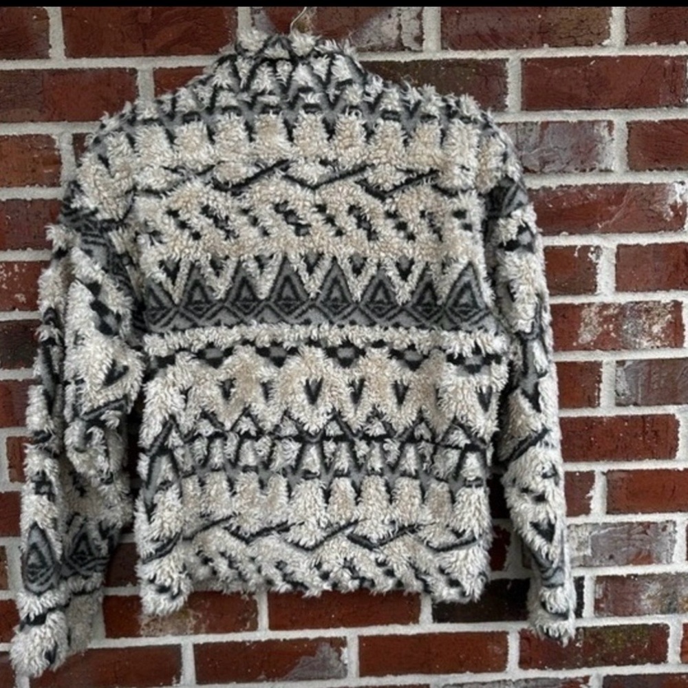 True‎ Grit Sherpa Jacket Women Medium Boho Aztec Shaggy Fleece Cozy Western. - Picture 6 of 7